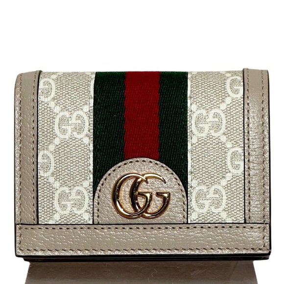 GUCCI OPHIDIA BEIGE Wallet NEW with Red and Green Stripe Used Once